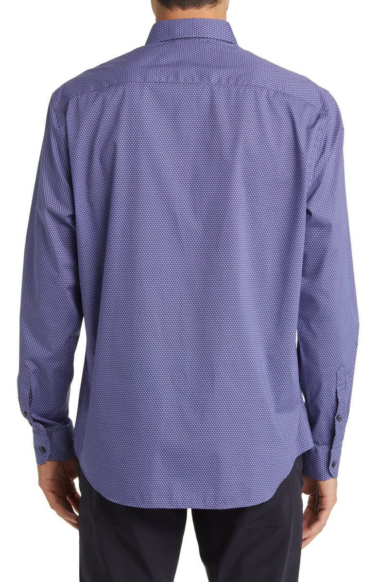 Emporio Armani Microdot Stretch Button-Up Shirt, Alternate, color, Purple