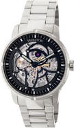 Heritor Automatic Ryder Skeleton Leather-Band Watch