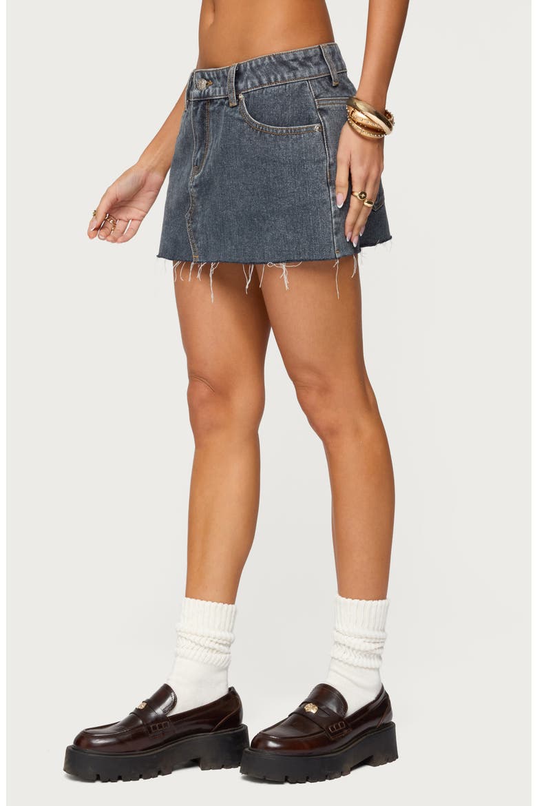 Micah Raw Hem Denim Miniskirt, Alternate, color, DARK-BLUE-WASHED