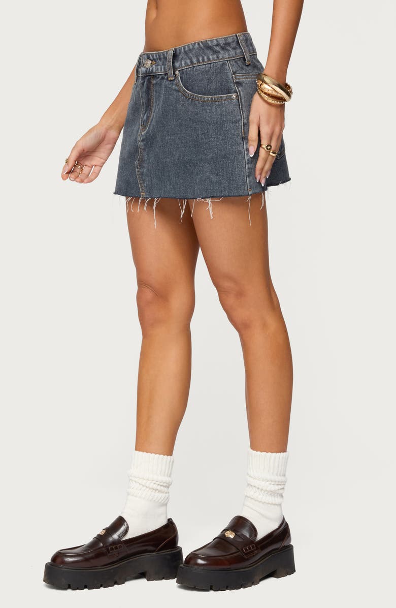 EDIKTED Micah Raw Hem Denim Miniskirt, Alternate, color,