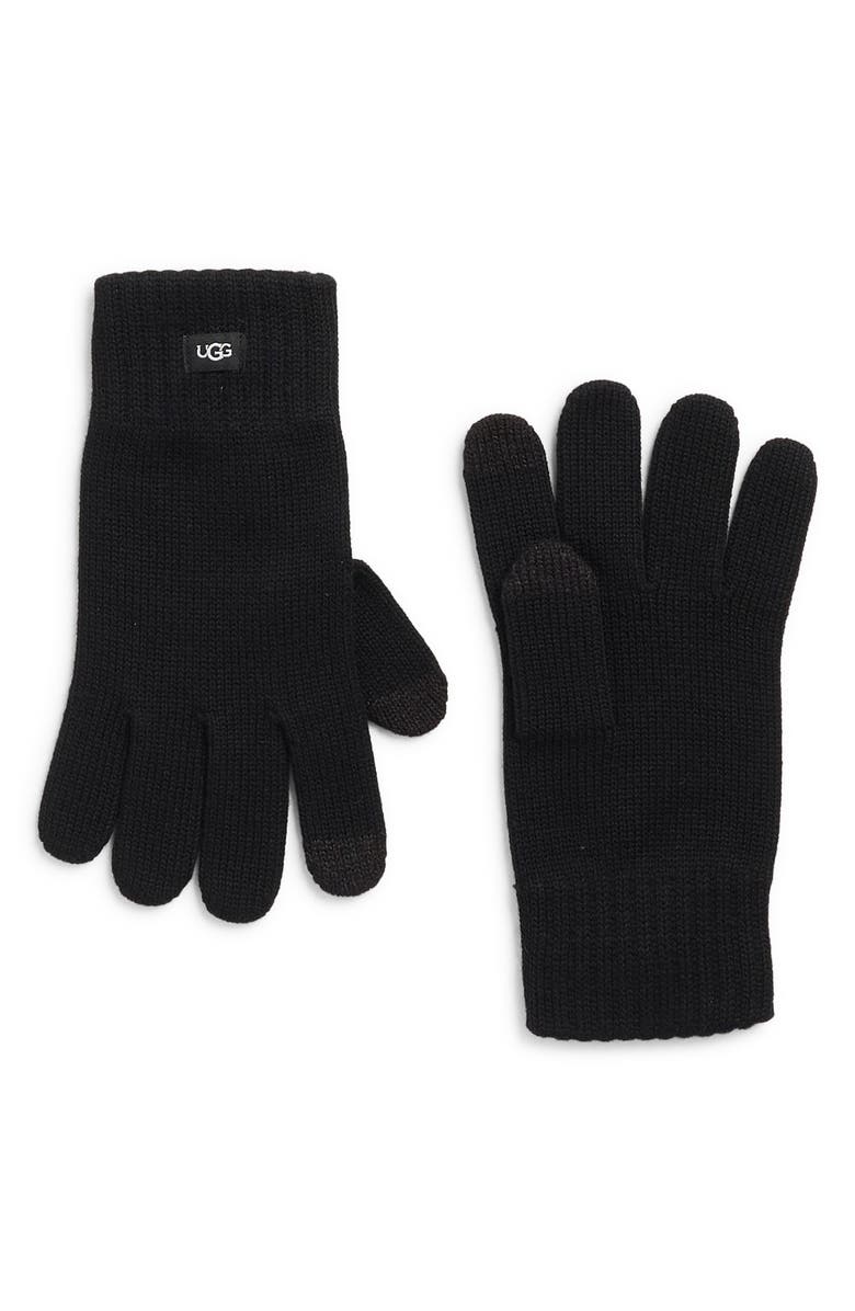 UGG<sup>®</sup> Knit Tech Gloves, Main, color, Black