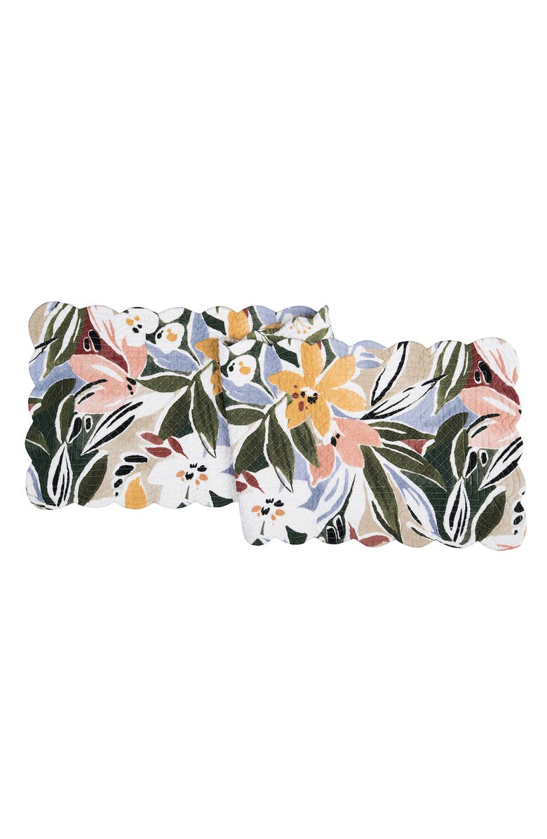 C&F Home Joelle Cotton Table Runner 14" x 51" - Vibrant Floral & Palm Leaf, Main, color, Green