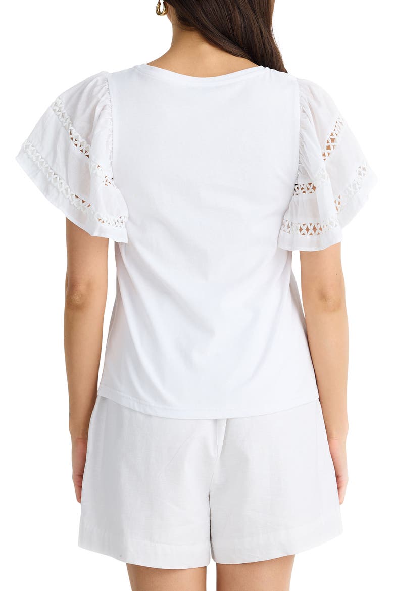 Chloe Cutout Flutter Sleeve Top, Alternate, color, WHITE