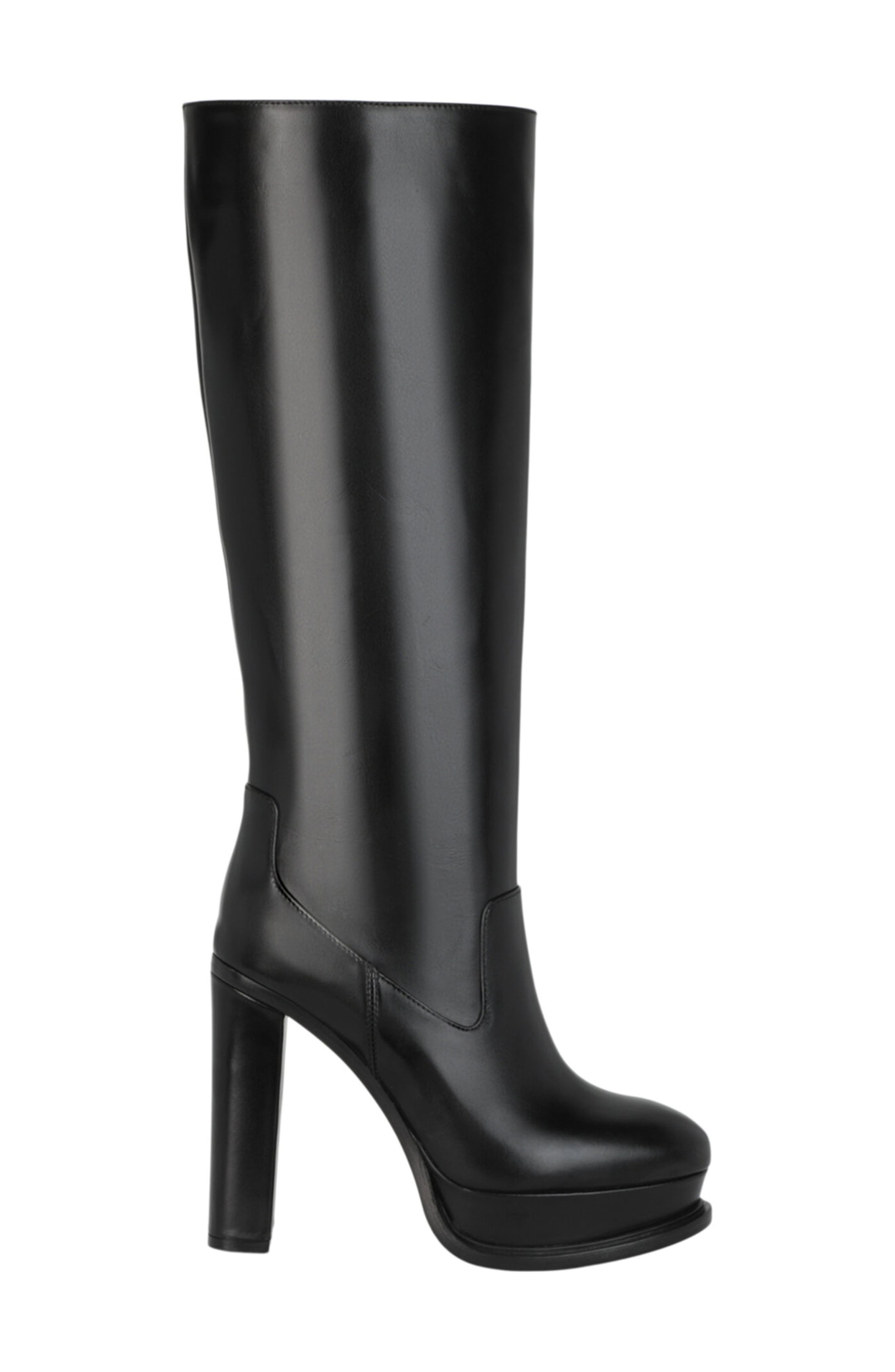 McQueen Leather Knee High Boot, Alternate, color, Black