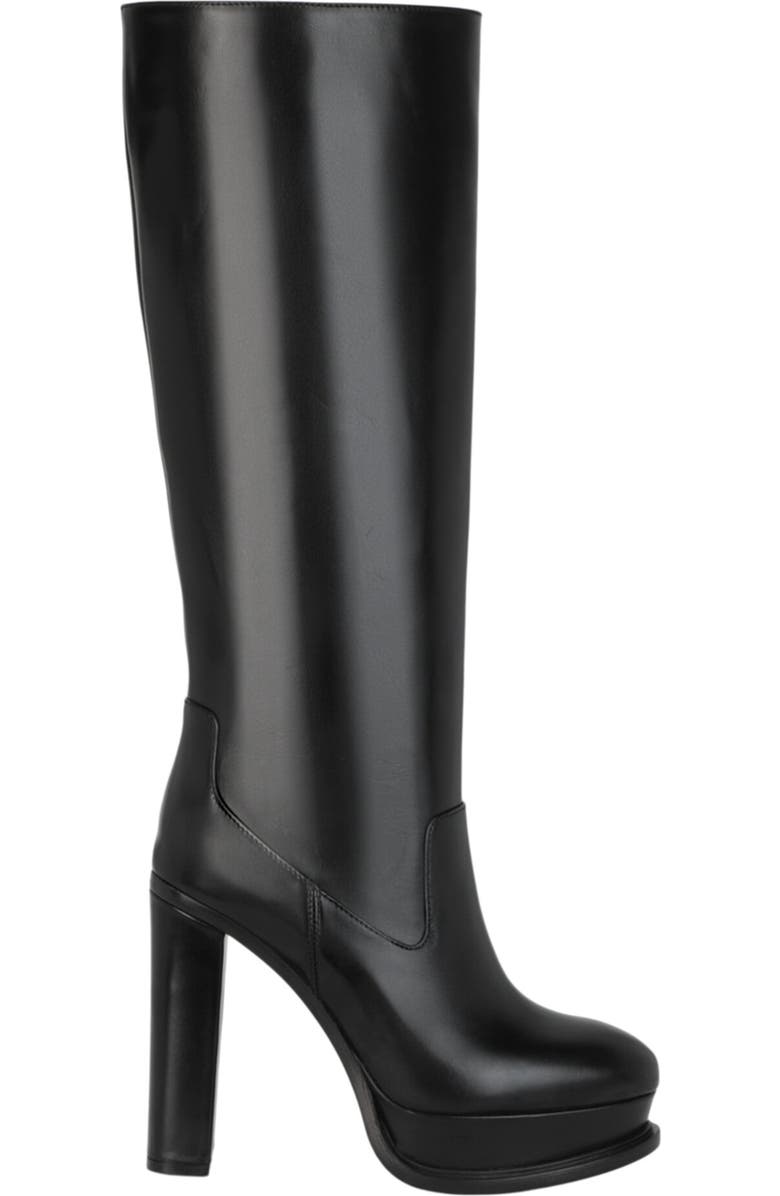 McQueen Leather Knee High Boot, Alternate, color, Black