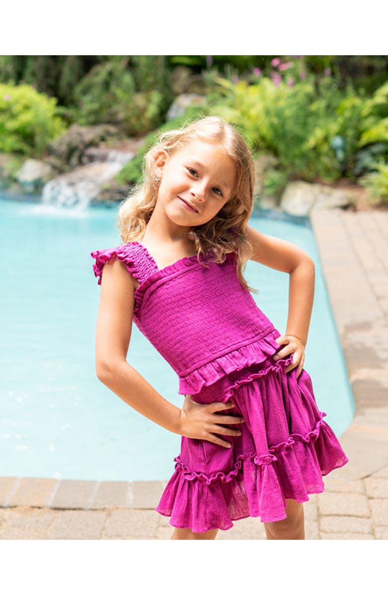 Change of Scenery Zoe Smocked Bodice Tiered Ruffle Dress, Alternate, color, Plum
