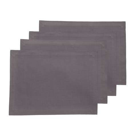 Cotton Linen Plain Placemats Set of 4, 14 x 19 Inch - Dru