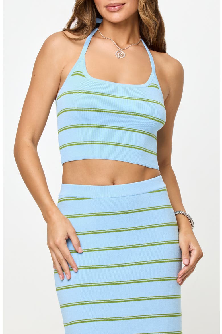 Positano Stripe Halter Rib Crop Cover-Up Top, Main, color, BARBADOS STRIPE