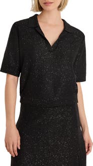 NIC+ZOE Anytime Sequin Polo Sweater