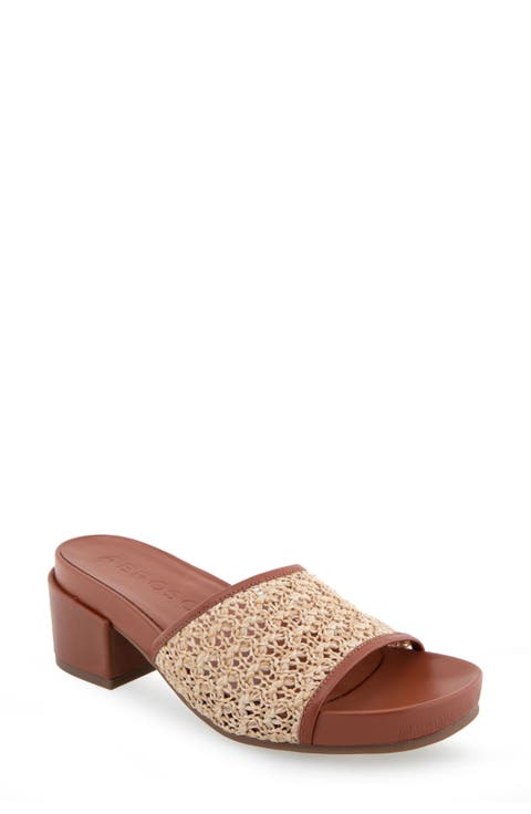 Clark Raffia Block Heel Sandal (Women)