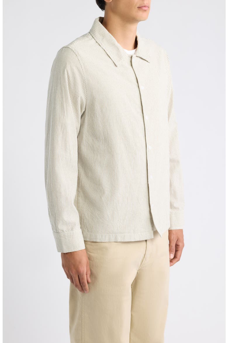 Bank Stripe Long Sleeve Button Shirt, Alternate, color, OLIVE