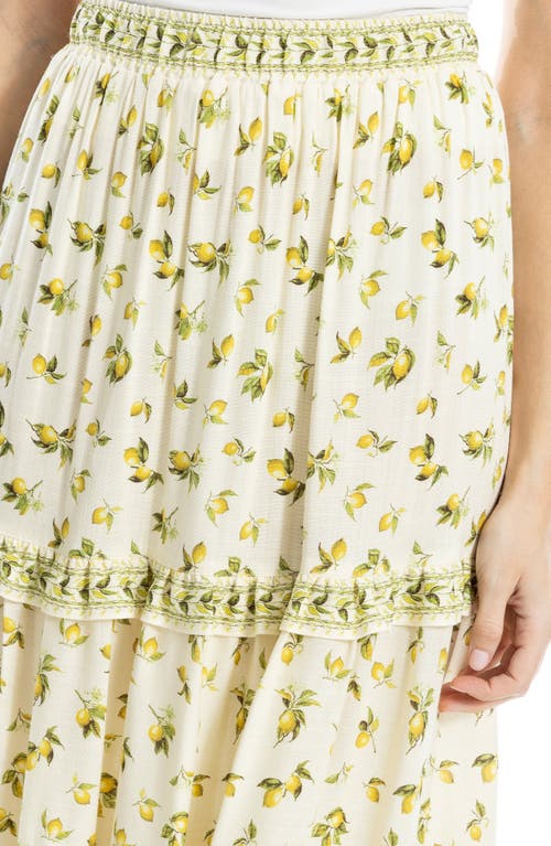 Max Studio Ruffle Tiered Midi Skirt In Natural Lemon Harvest
