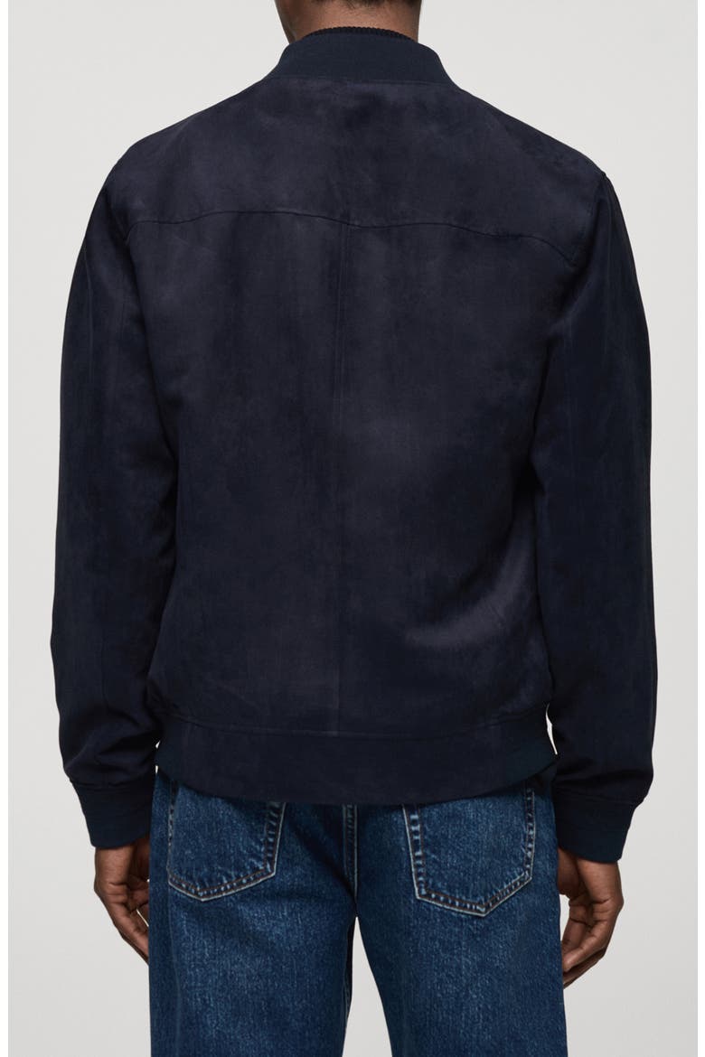 Faux Suede Bomber Jacket, Alternate, color, DARK NAVY