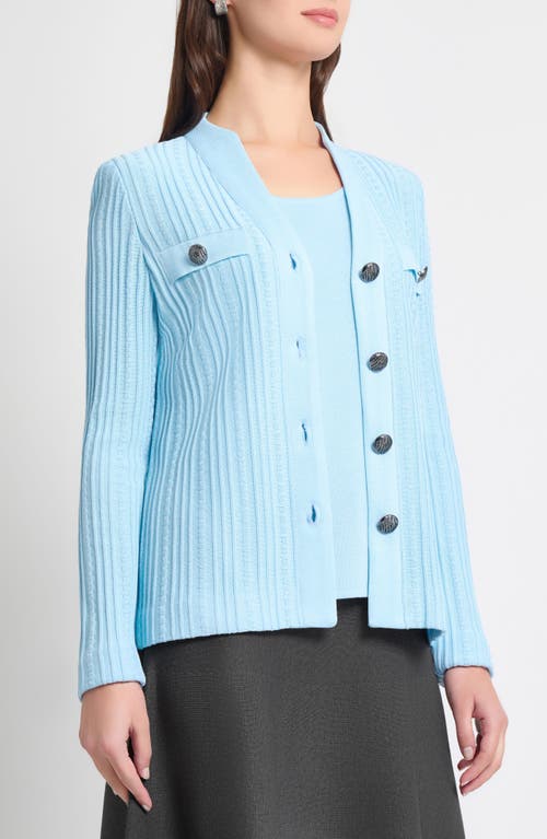 Ming Wang Heritage Fit Rib Knit Jacket In Blue
