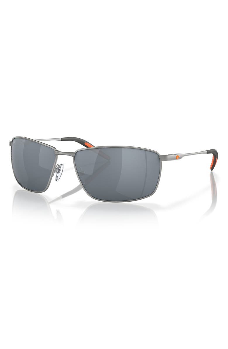 Costa Del Mar Turret 63mm Oversize Polarized Irregular Sunglasses, Alternate, color, Silver / Gray Silver 580P