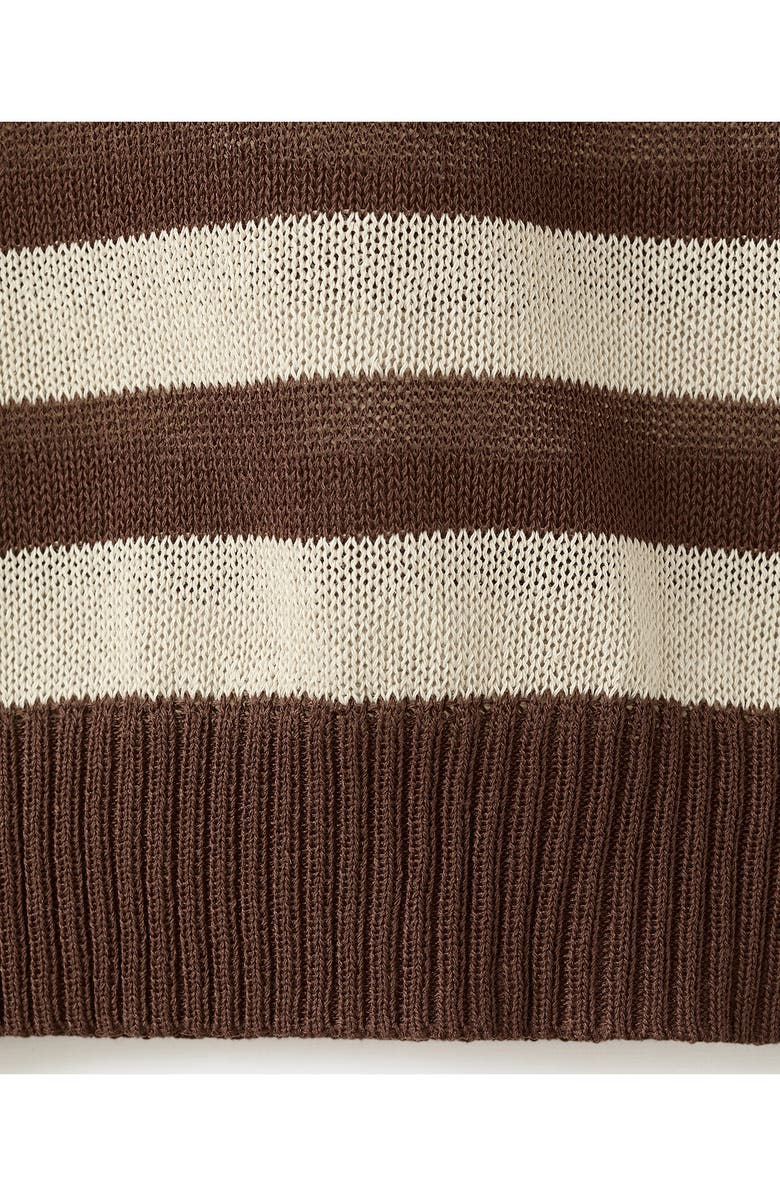 MANGO Stripe Crop Sweater, Alternate, color, Chocolate
