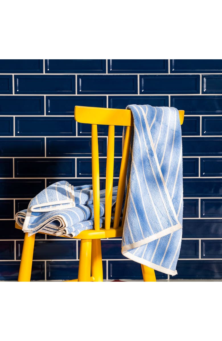 Zsa Zsa Zsu Solid Wide Striped Yarn-Dyed 100% Cotton Towel 3-Pcs Set, Alternate, color, Baby Blue