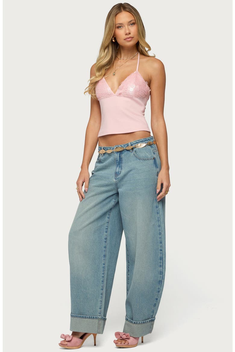 Katelyn Sequin Halter Top, Alternate, color, LIGHT-PINK