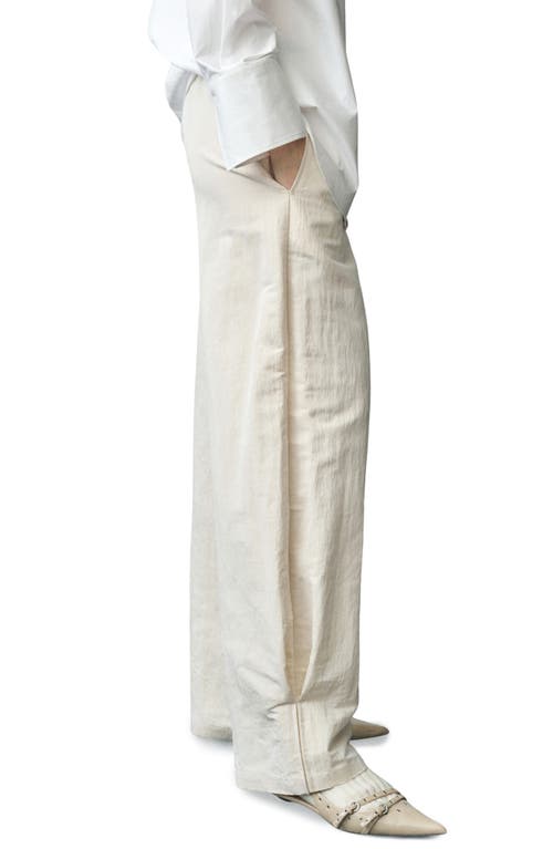 Mango Wide Leg Pants In Ecru