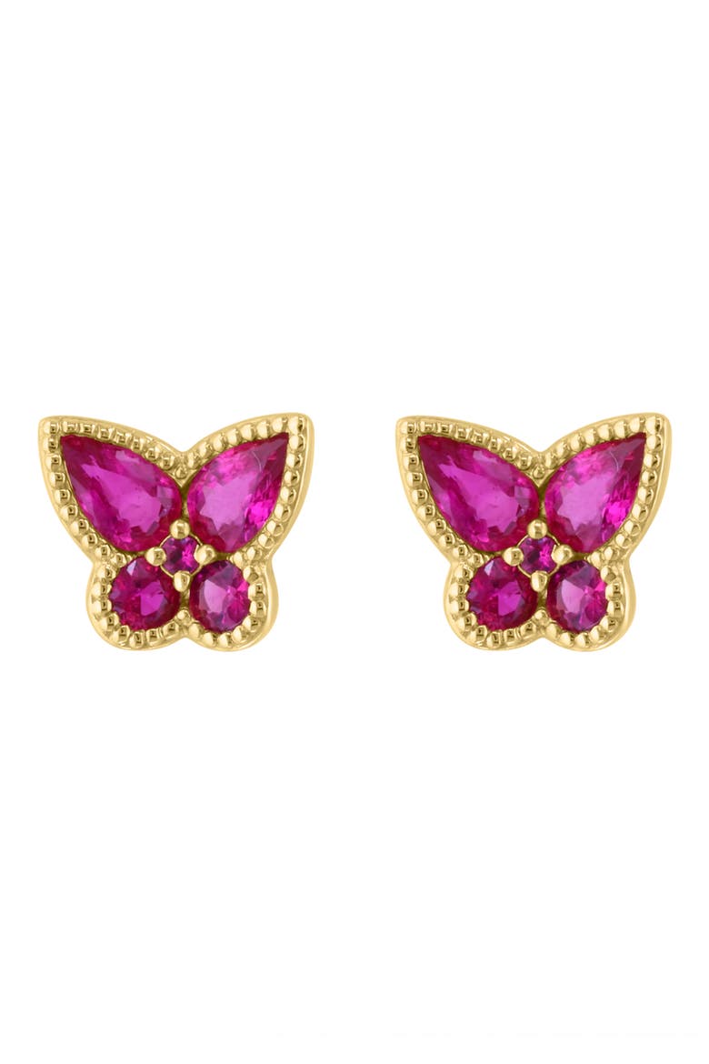 Natural Ruby Butterfly Stud Earrings, Main, color, RED