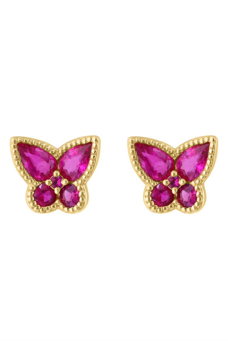 EFFY Natural Ruby Butterfly Stud Earrings, Main, color, Red