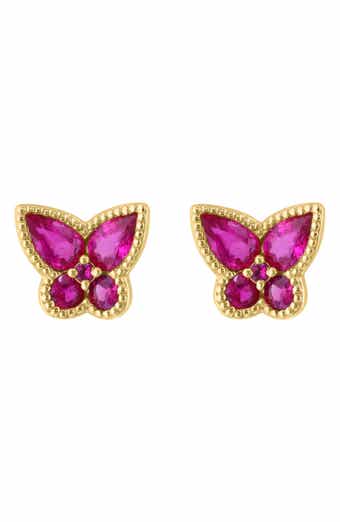 Natural Ruby Butterfly Stud Earrings