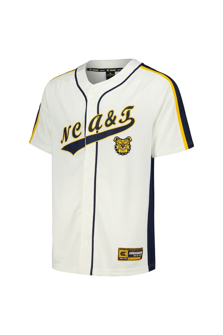 Men's Colosseum Cream North Carolina A&T Aggies Ruth Button-Up Baseball Jersey, Alternate, color, Cream
