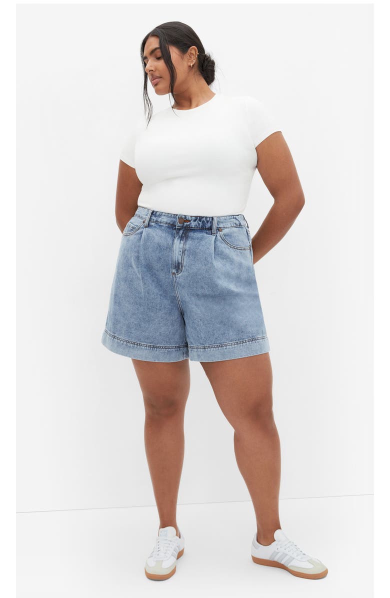 City Chic Millie Denim Shorts, Alternate, color, Mid Denim
