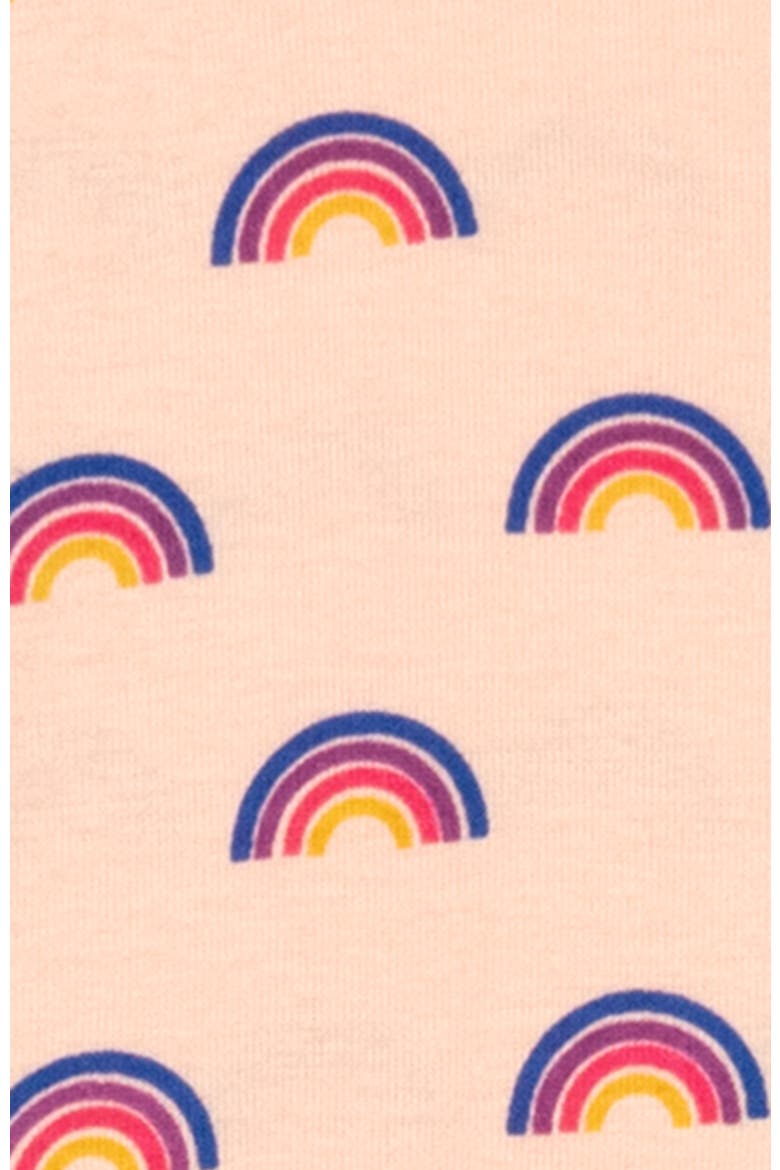 Kids Footed Printed Cotton Matching Family Pajamas, Coordinated Prints, Alternate, color, Pink Rainbow