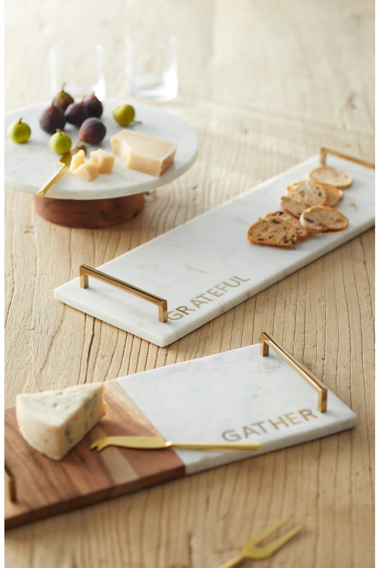Marble & Wood Lazy Susan, Alternate, color, WHITE