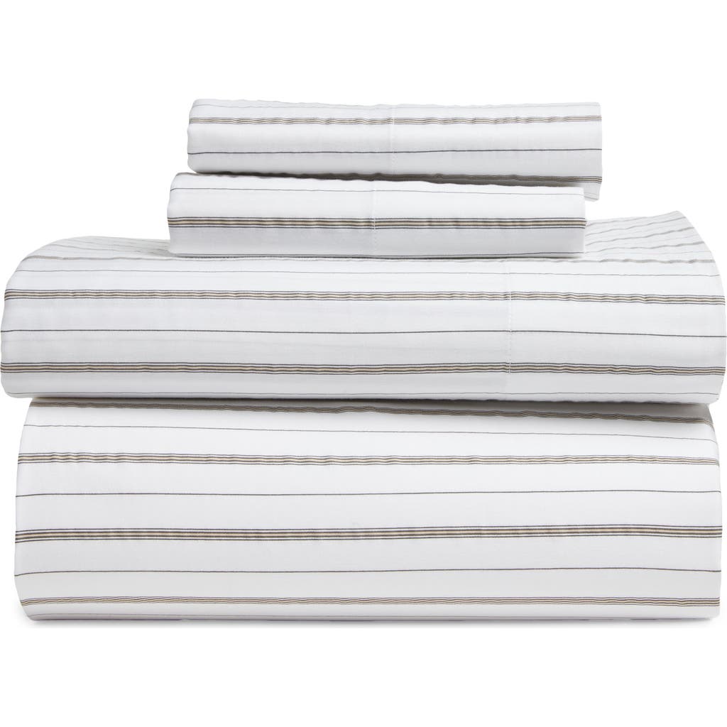 Nordstrom Stripe Organic Cotton Sateen Sheet Set In White Brilliant Stripe