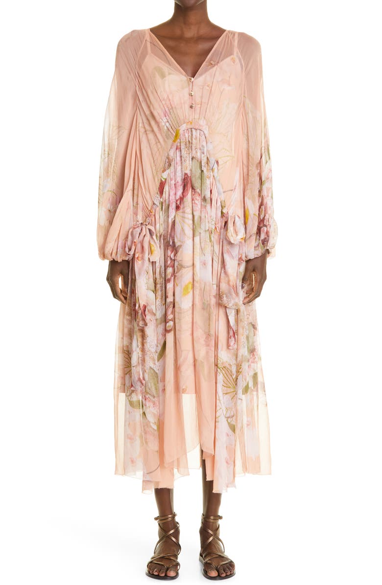Zimmermann Zimmerman Dancer Drawn Floral Print Long Sleeve Midi Dress, Main, color, 