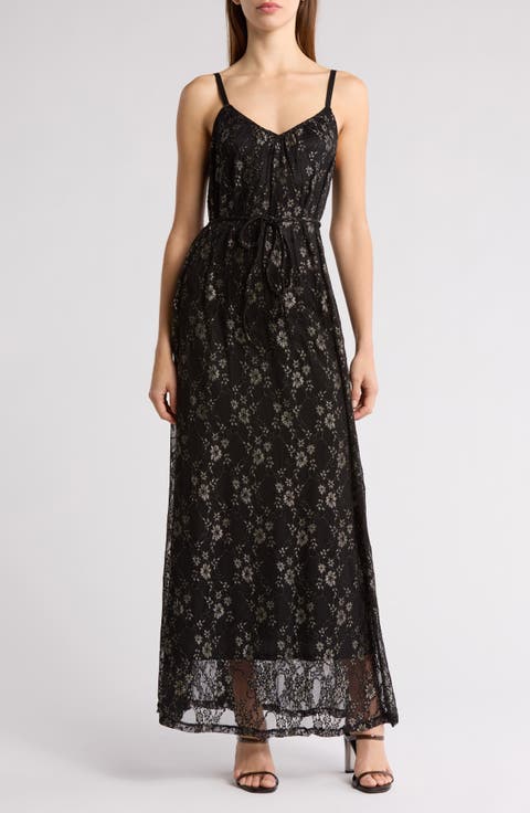 Lace Overlay Maxi Dress