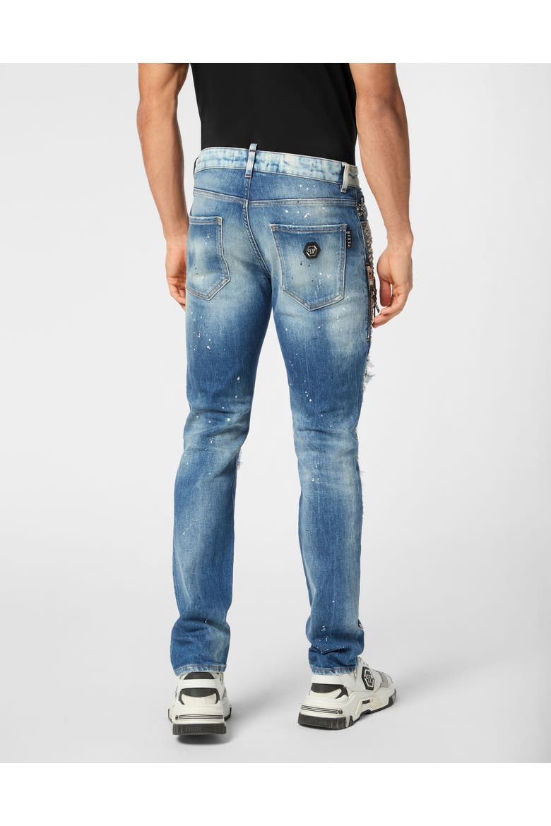 Denim Rock Star Fit Trousers Studs Men, Alternate, color, ThunderBlue