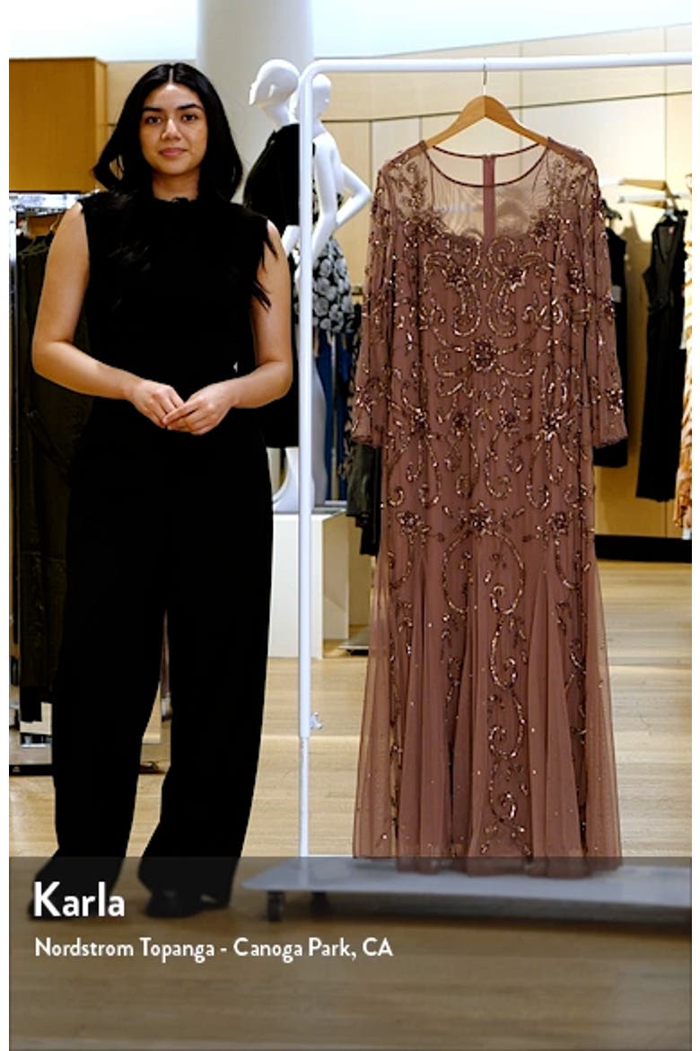 Beaded Long Sleeve Gown video