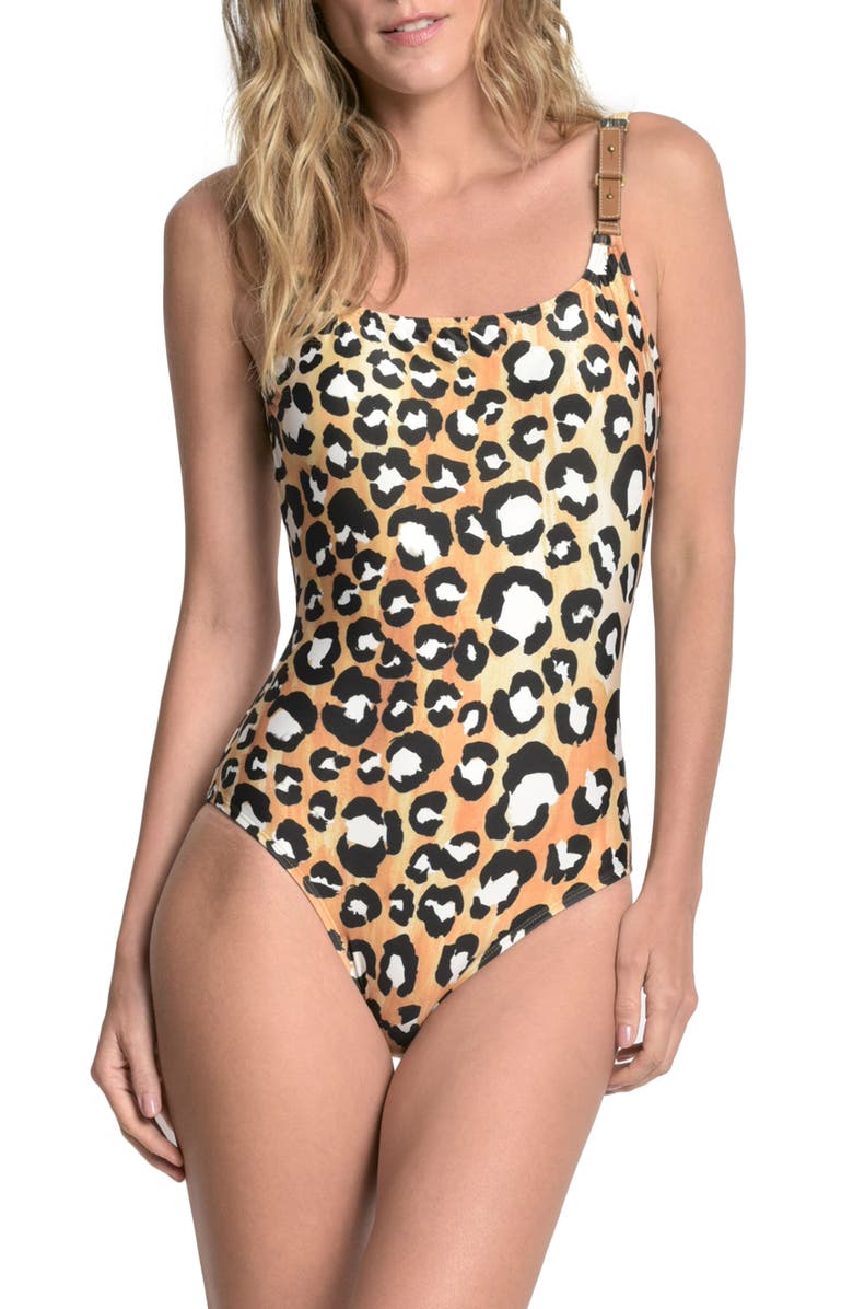 Lenny Niemeyer Leopard Print One-Piece Swimsuit, Main, color, 