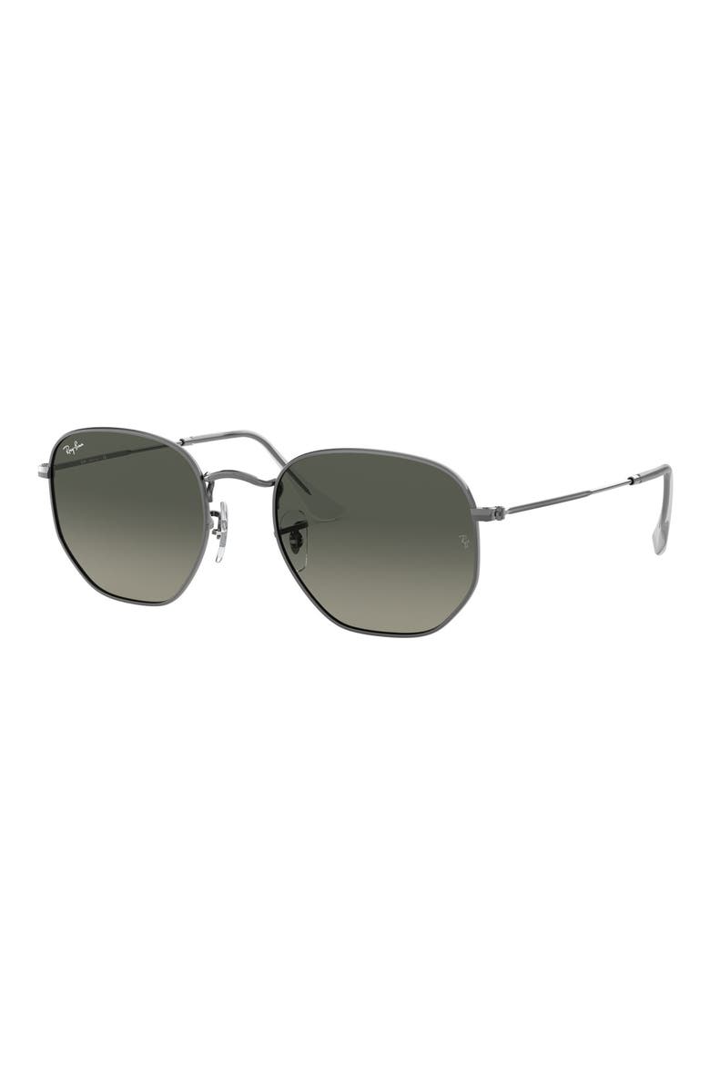 51mm Geometric Sunglasses, Alternate, color, GUNMETAL/ GREY GRADIENT