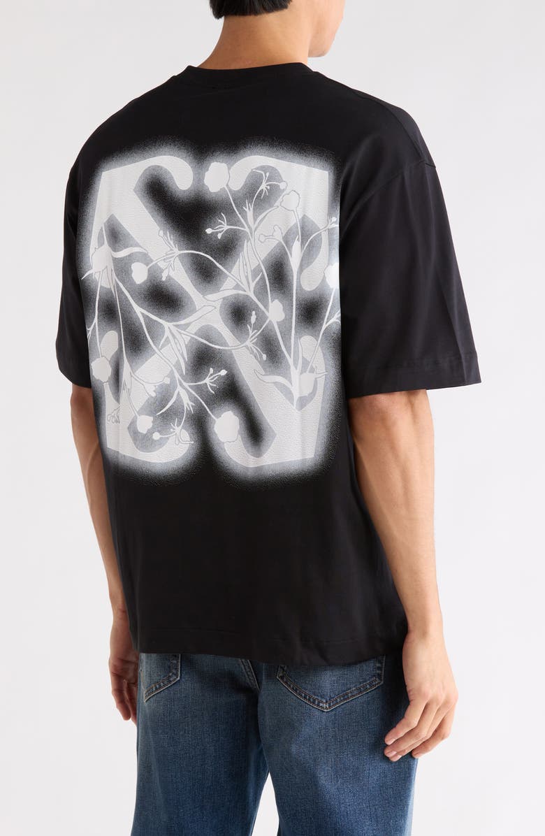 Off-White Flower Arrow Sketch Short Sleeve T-Shirt, Alternate, color, Black-White