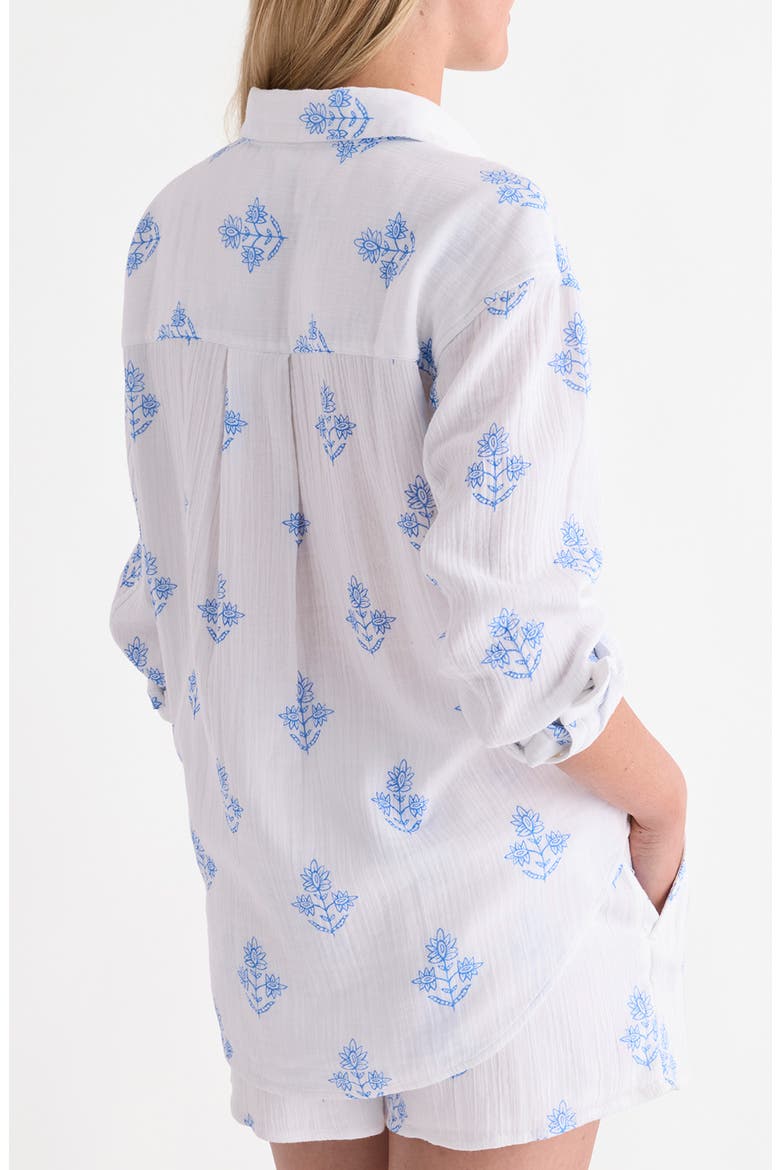 Organic Cotton Shirt, Alternate, color, WHITE LIA BLOCKPRINT