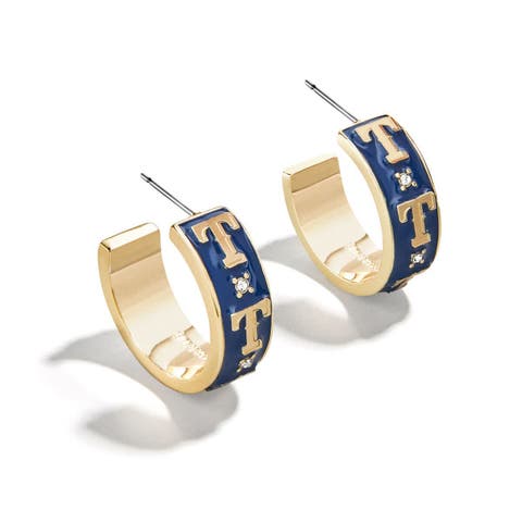 x BaubleBar Texas Rangers Enamel Hoop Earrings