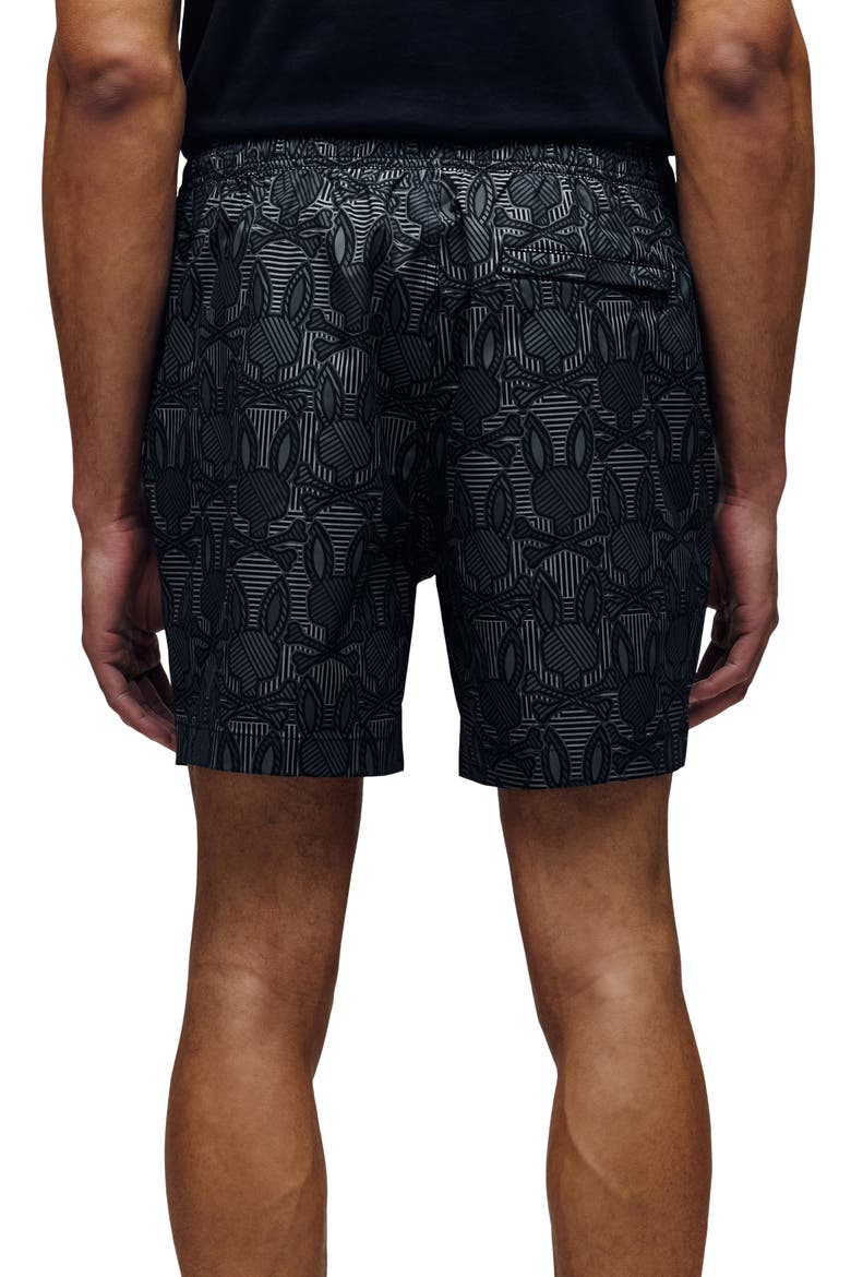 Reeves Bunny Print Swim Trunks, Alternate, color, BLACK