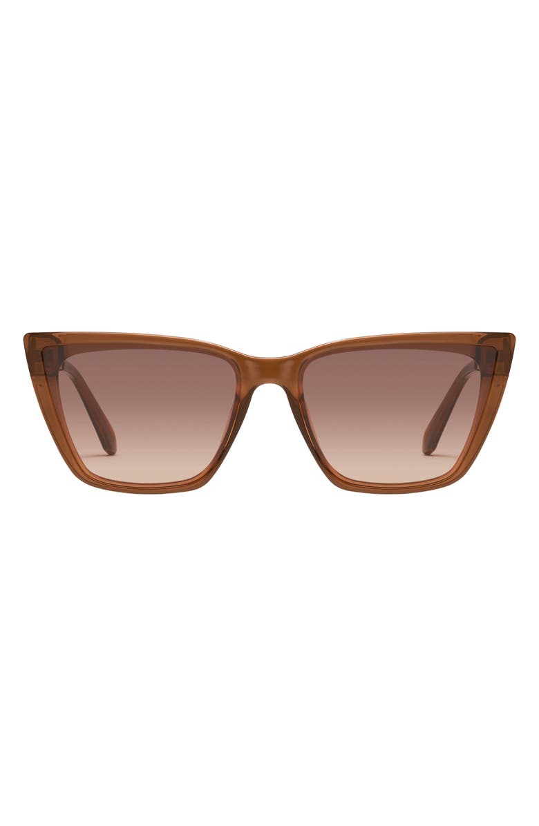 QUAY Call The Shots 59mm Cat Eye Sunglasses, Main, color, Coffee/ Brown Fawn