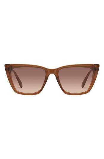 Quay Call The Shots 59mm Cat Eye Sunglasses In Brown