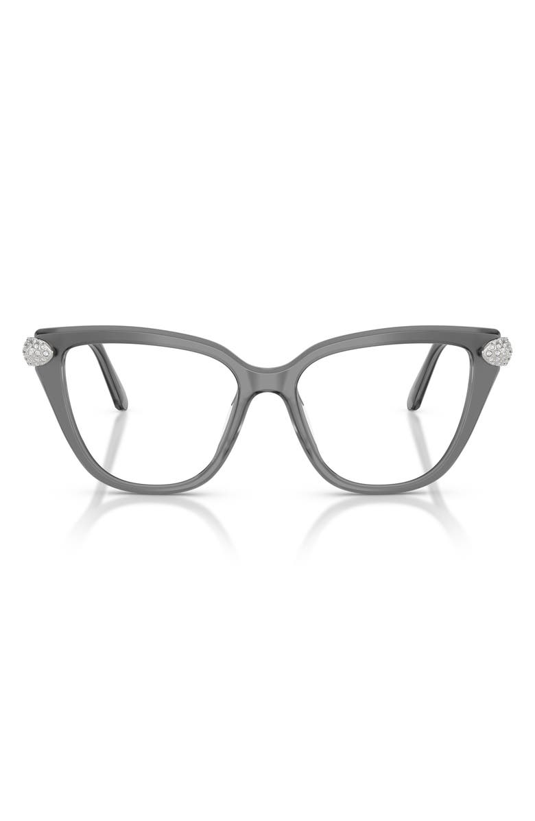 Swarovski 52mm Cat Eye Optical Glasses, Main, color, Milky Grey/ Demo Lens