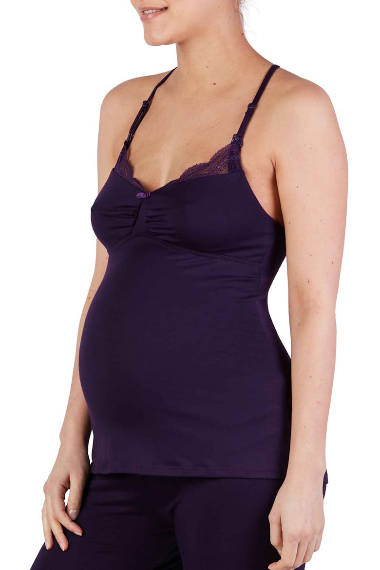 Serenity Lace Maternity/Nursing Tank, Main, color, BLUEBERRY