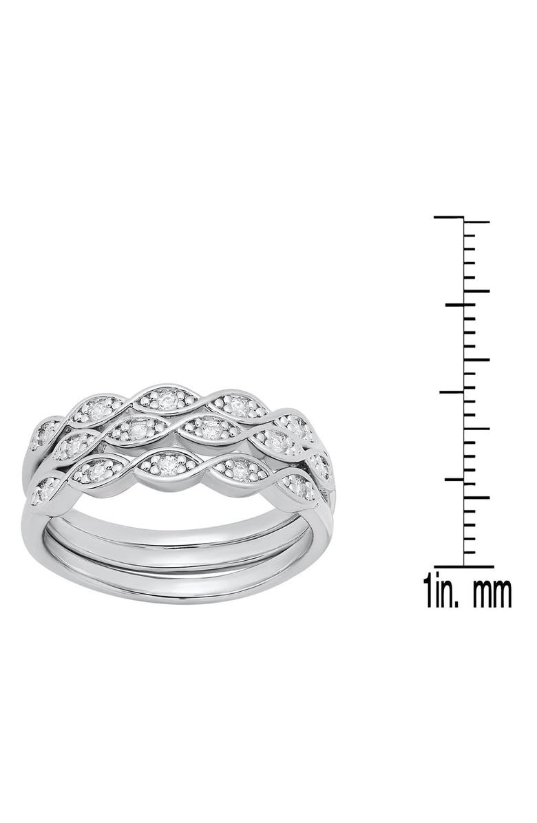 HMY JEWELRY Round Simulated Diamond Stacked Ring, Alternate, color, Silver