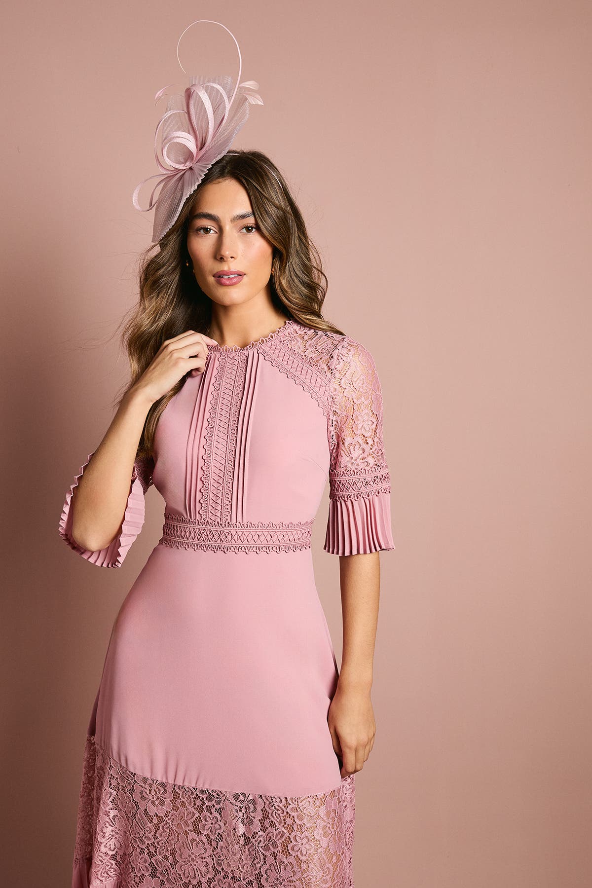 Lace Insert Midi Dress - image 2