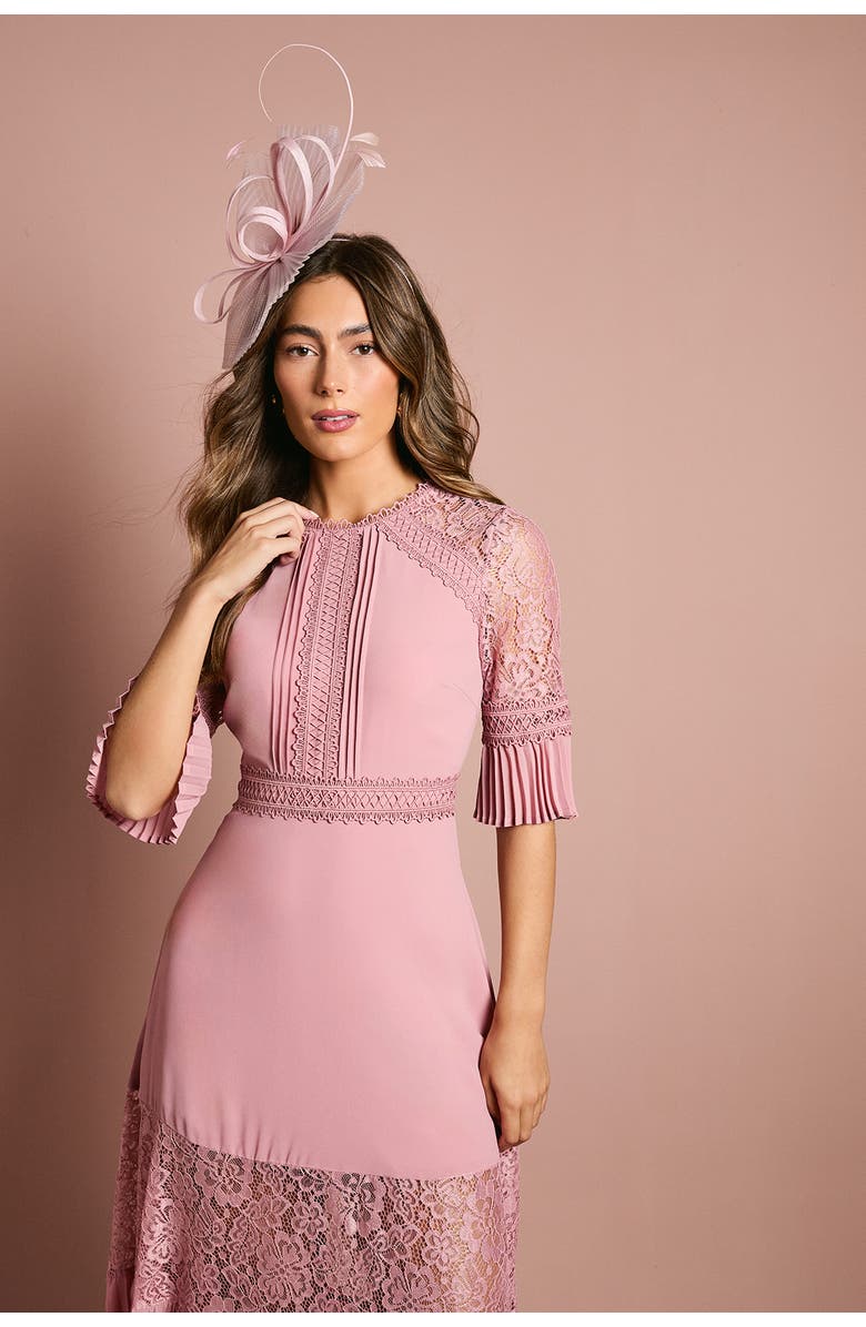 Coast Lace Insert Midi Dress, Alternate, color, Antique Rose