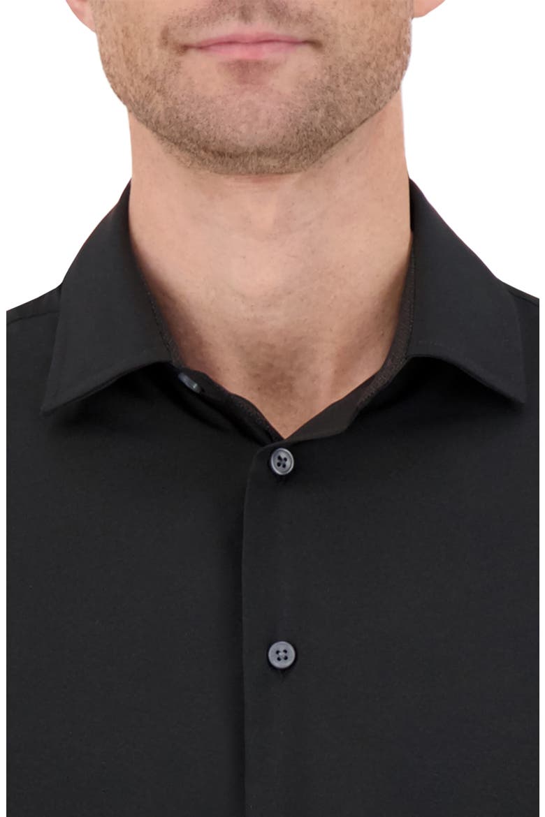 4X Stretch Slim Fit Solid Black Dress Shirt, Alternate, color, 09 BLACK