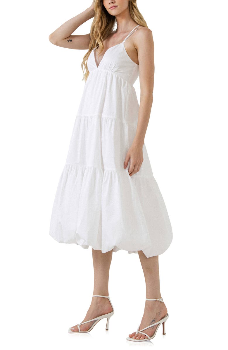 English Factory Balloon Hem Cotton Midi Dress, Alternate, color,